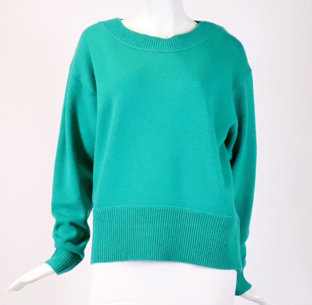 (S) Jewel Green Sweater with Split Hem
