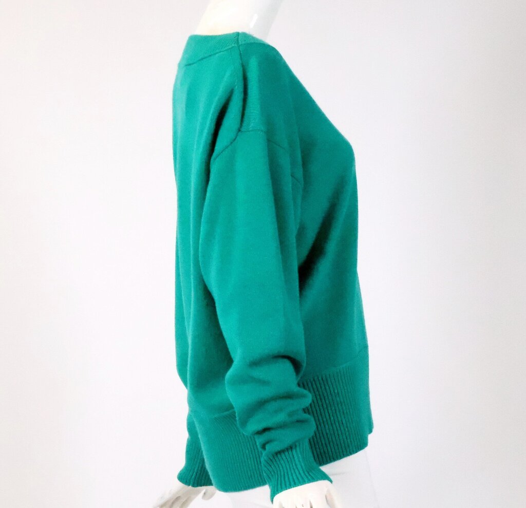 (S) Jewel Green Sweater with Split Hem
