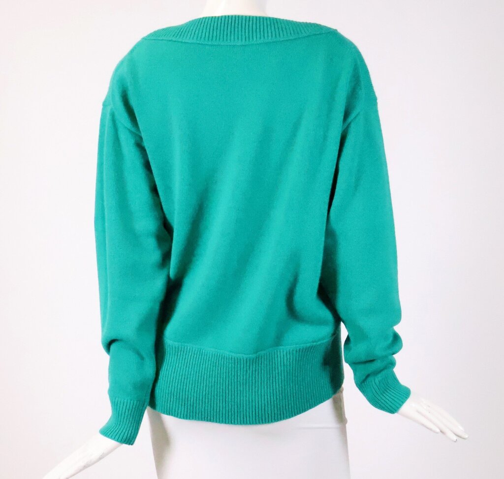 (S) Jewel Green Sweater with Split Hem