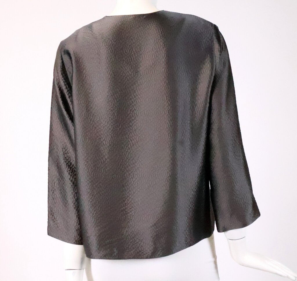 (S) grey textured vneck top