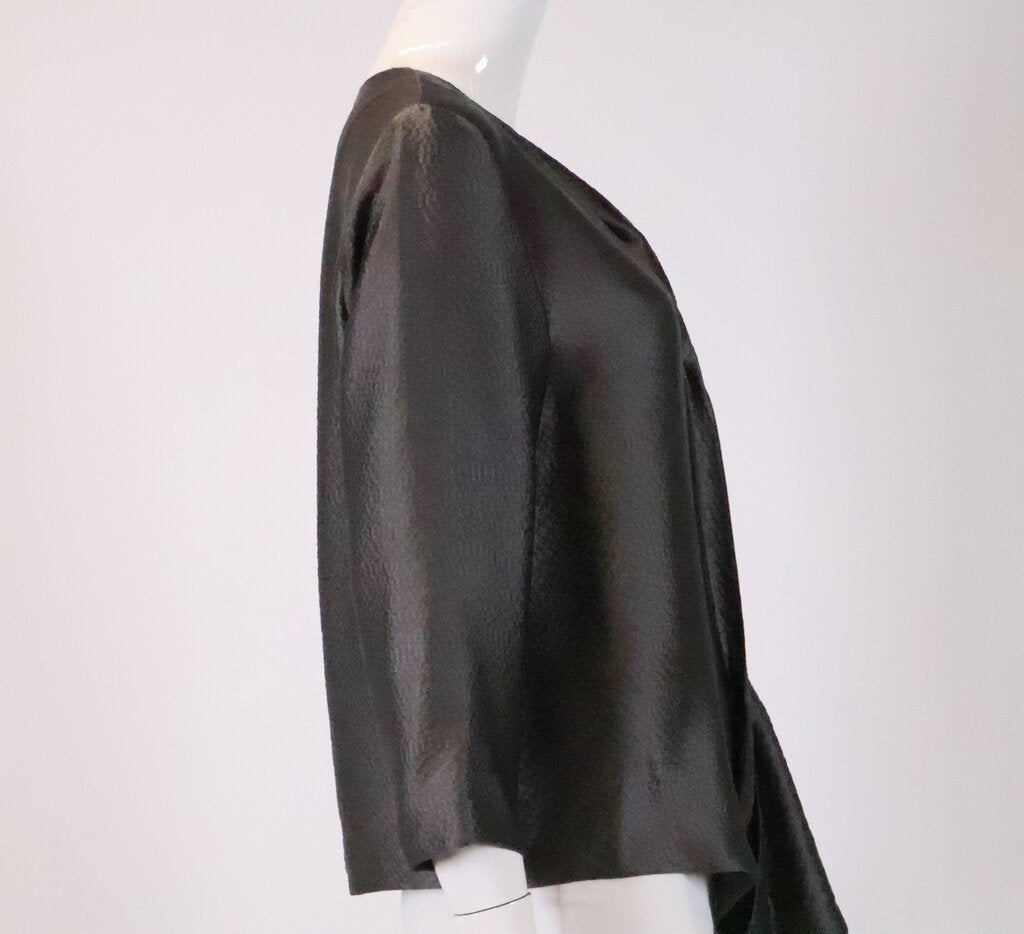 (S) grey textured vneck top