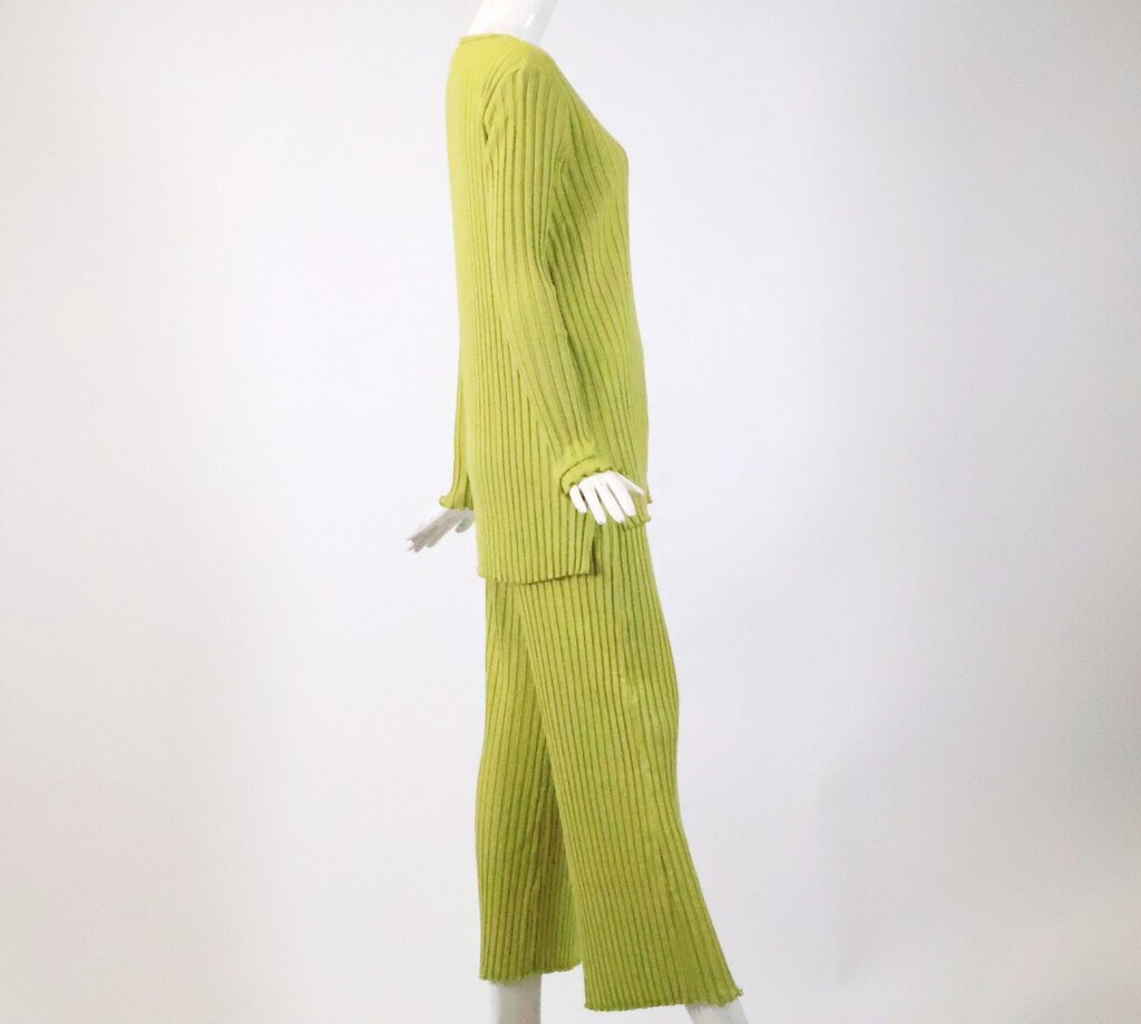 (M) bright lime ribbed 2-pc top/pants