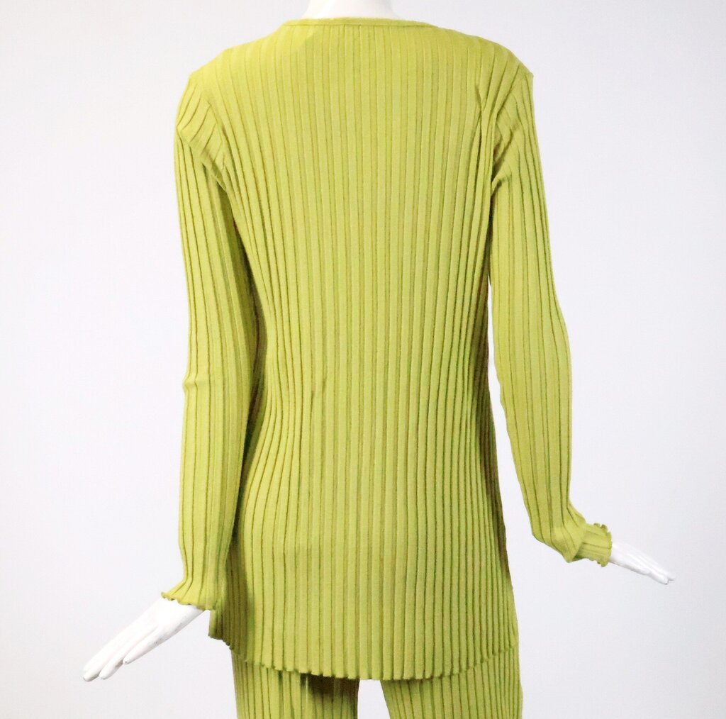 (M) bright lime ribbed 2-pc top/pants