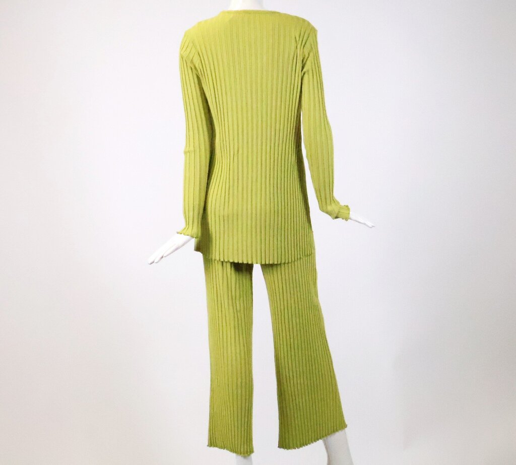 (M) bright lime ribbed 2-pc top/pants