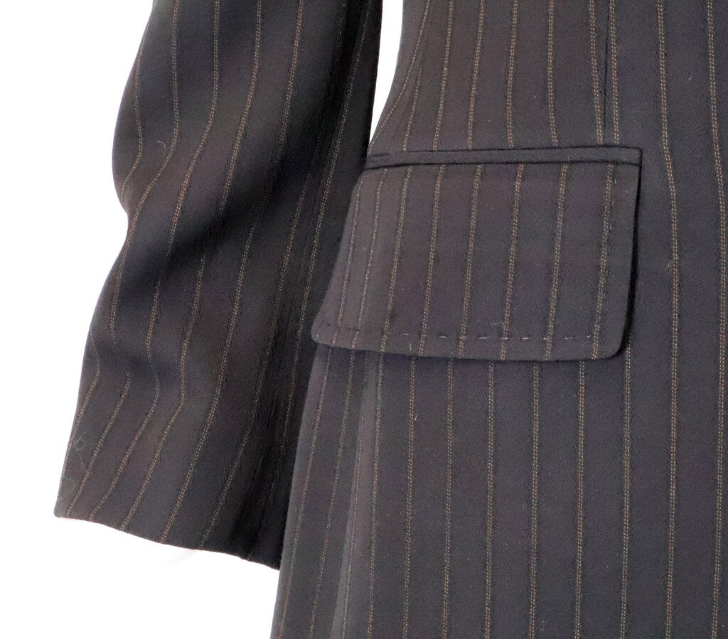(44) Black/Brown Pinstripe Pant Suit