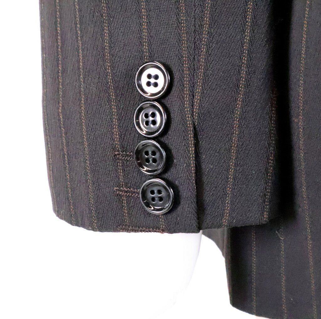 (44) Black/Brown Pinstripe Pant Suit