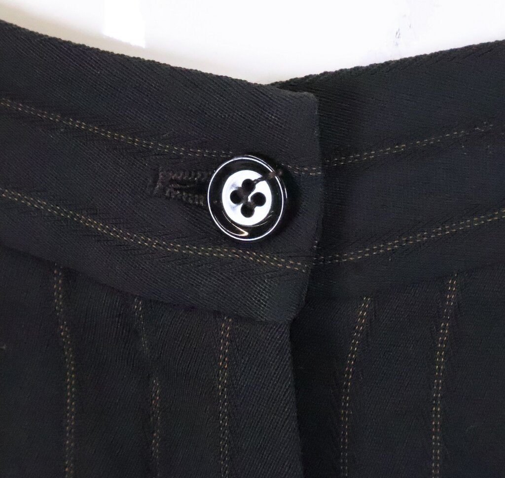 (44) Black/Brown Pinstripe Pant Suit