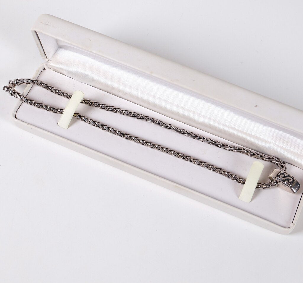 Sterling Wheat Necklace with Bar Pendant