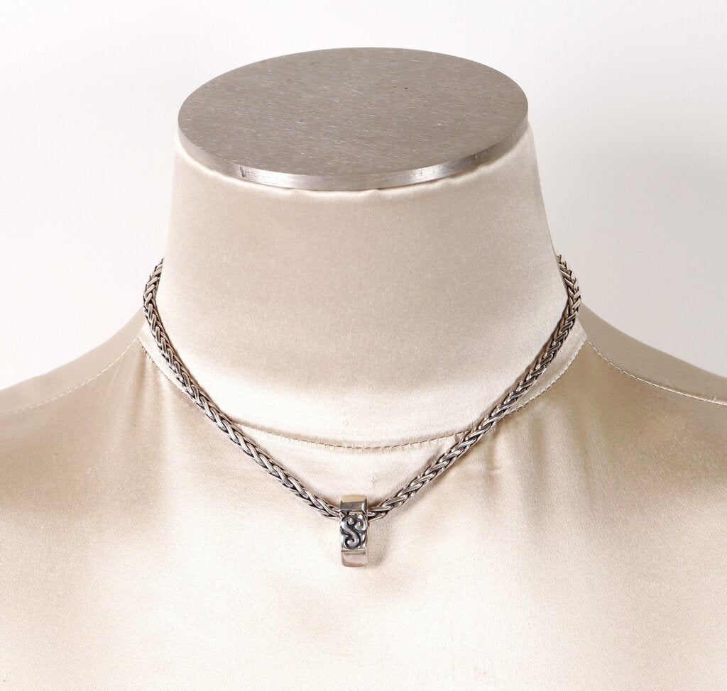 Sterling Wheat Necklace with Bar Pendant