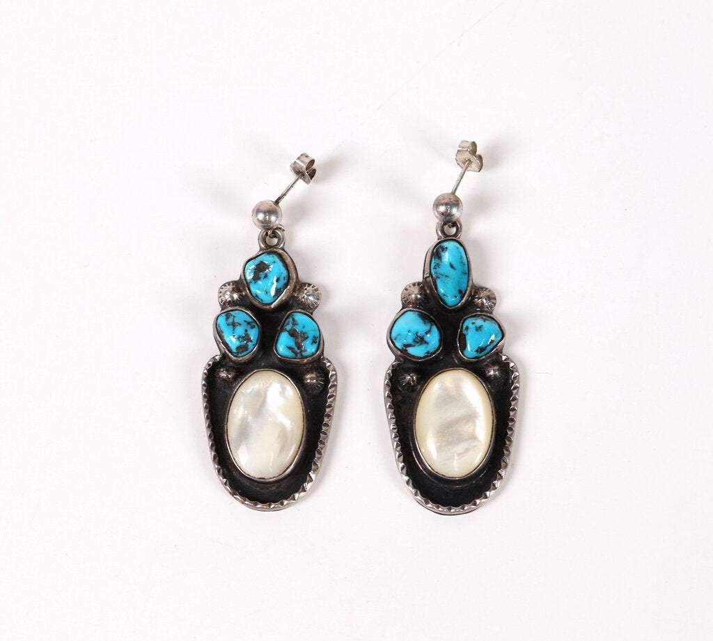 Sterling MOP and Turquoise Earrings