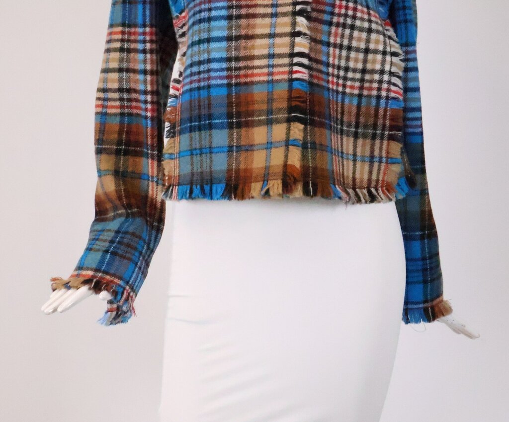 (8) Blue and Brown Plaid Wool Jacket