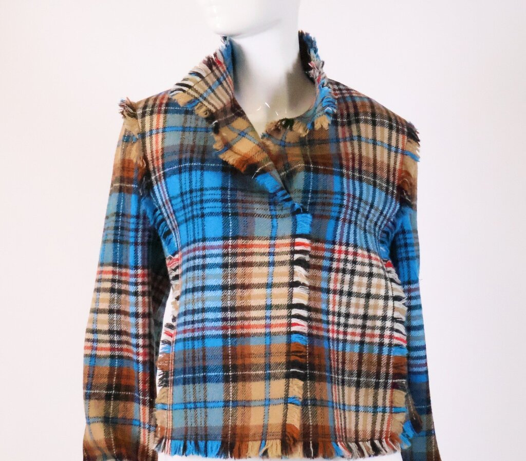(8) Blue and Brown Plaid Wool Jacket