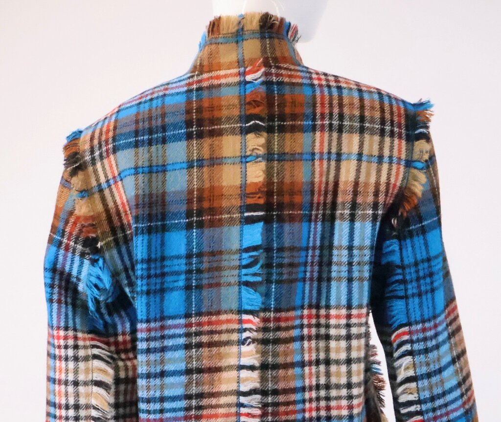 (8) Blue and Brown Plaid Wool Jacket