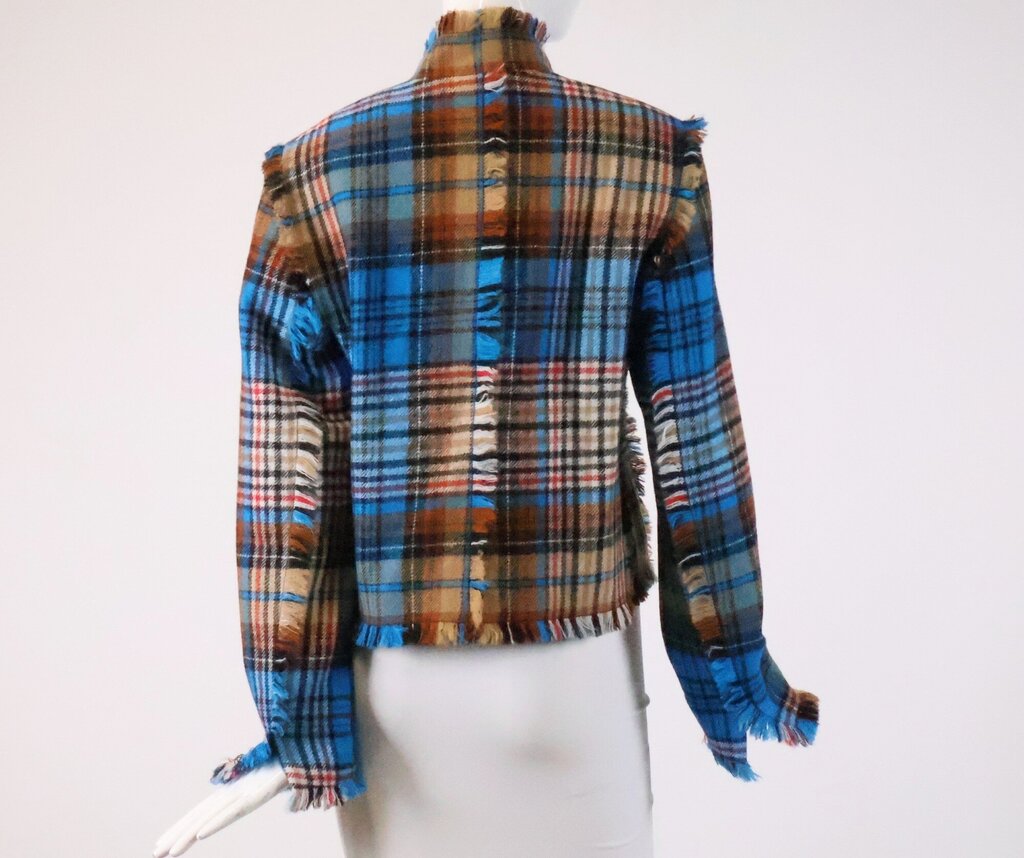 (8) Blue and Brown Plaid Wool Jacket