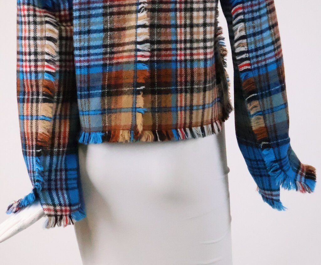 (8) Blue and Brown Plaid Wool Jacket