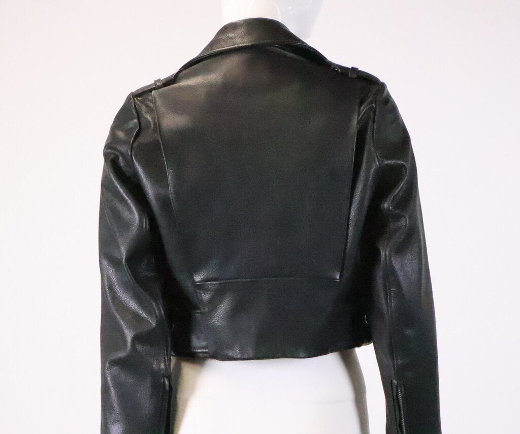 Leather Crop Moto Jacket (XS)