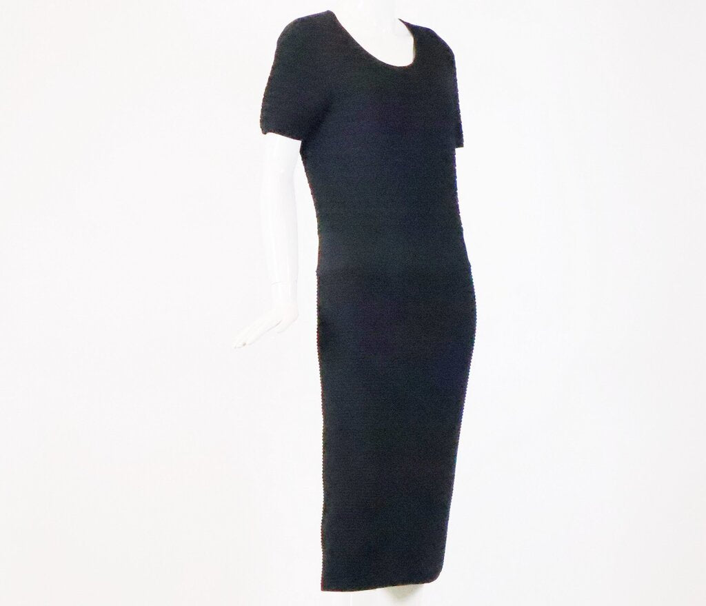 (14) Black Ridged Bodycon Dress