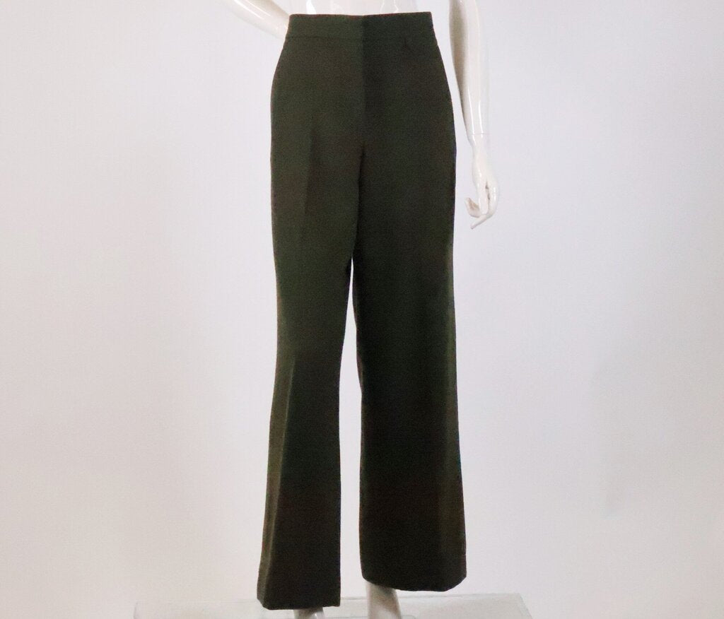 (38) green wool trousers