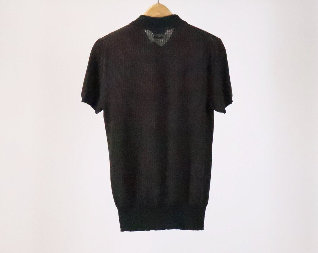 (50) mens brown and black short sleeve knit polo