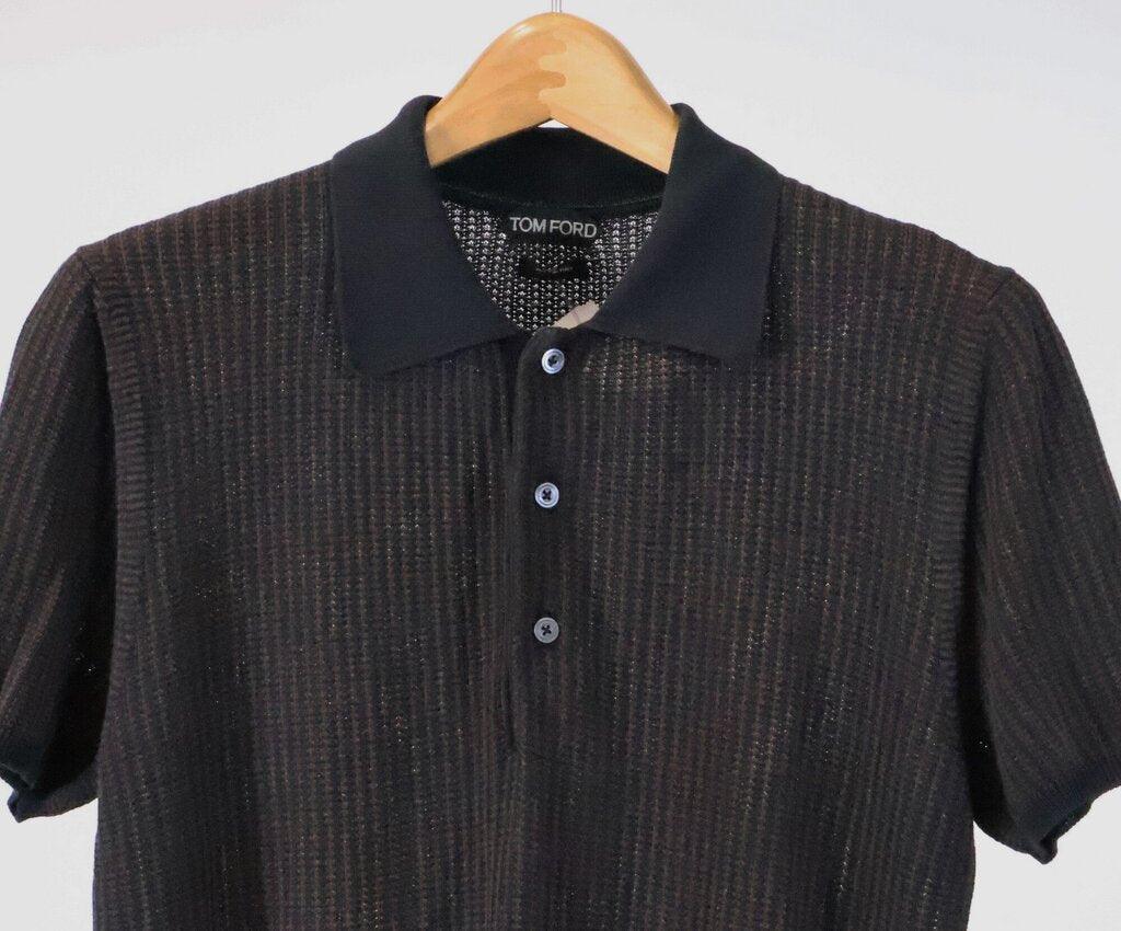 (50) mens brown and black short sleeve knit polo