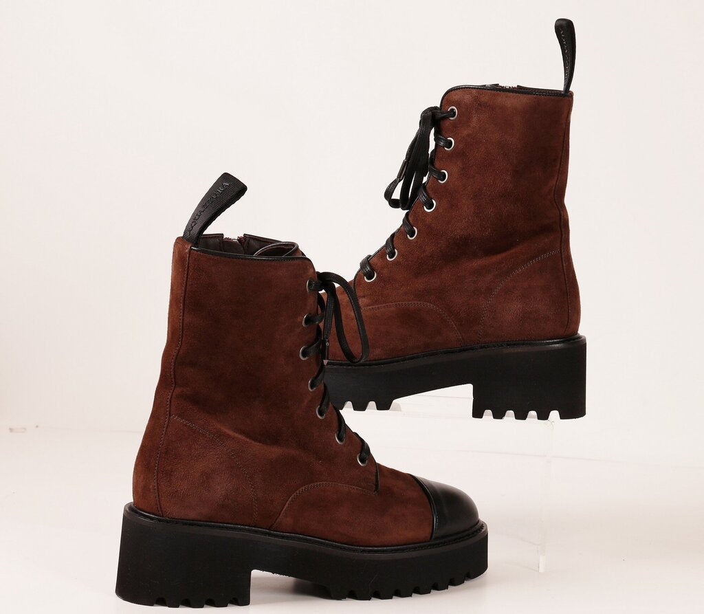 (6) Brown Suede Combat Boots