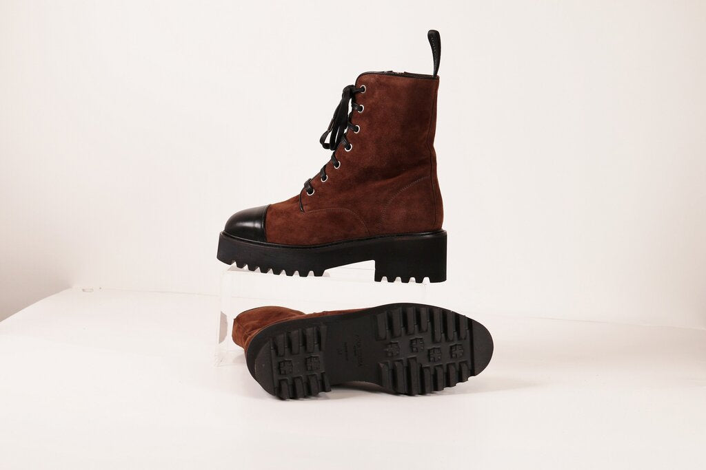 (6) Brown Suede Combat Boots