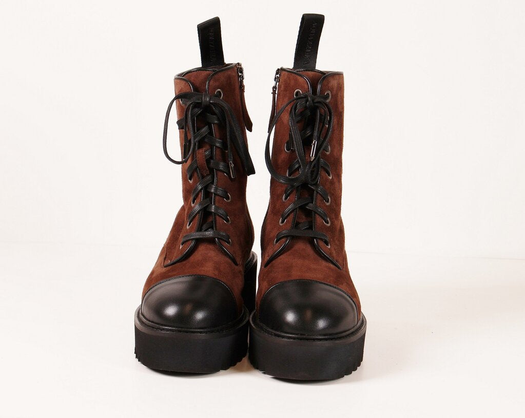 (6) Brown Suede Combat Boots