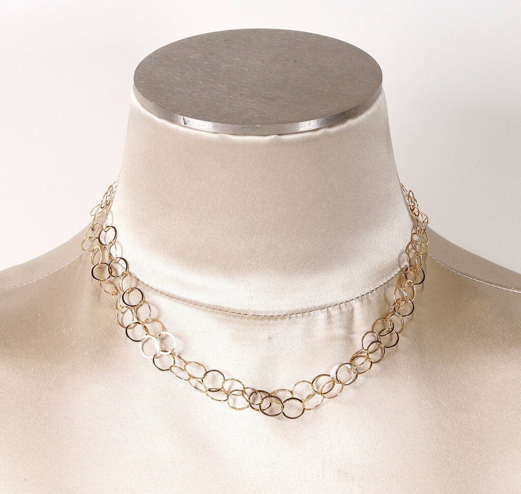 Gold Fill Round Link Long Necklace