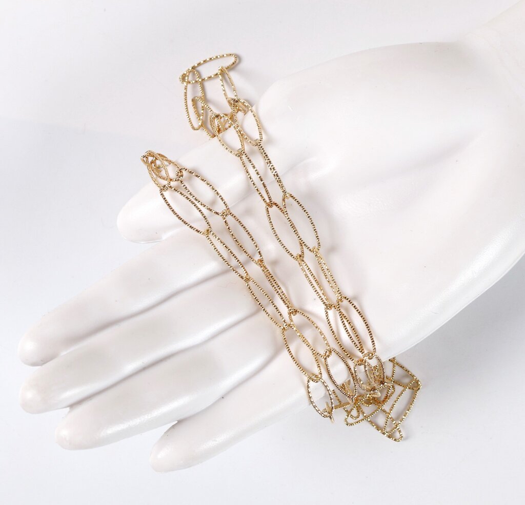 Textured Paperclip Link Long Necklace