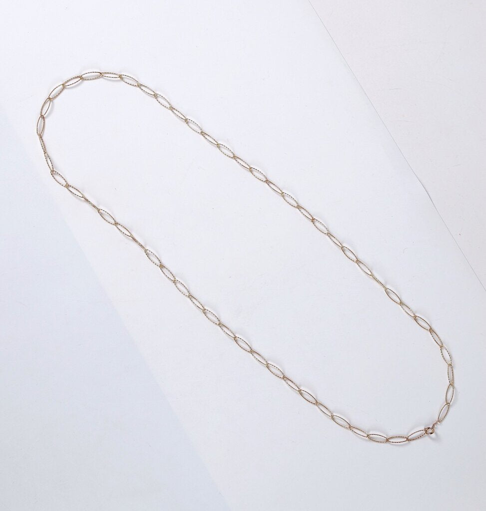 Textured Paperclip Link Long Necklace