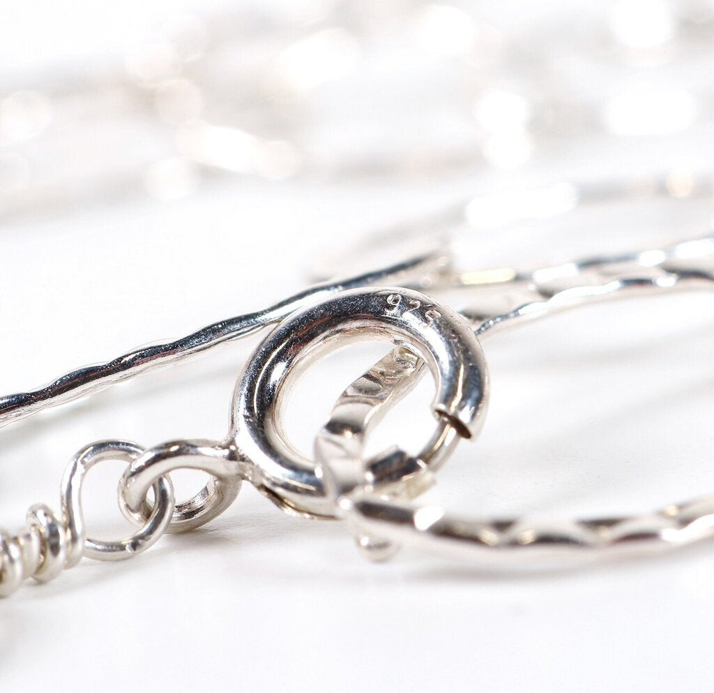 Sterling Hammered Link Long Necklace