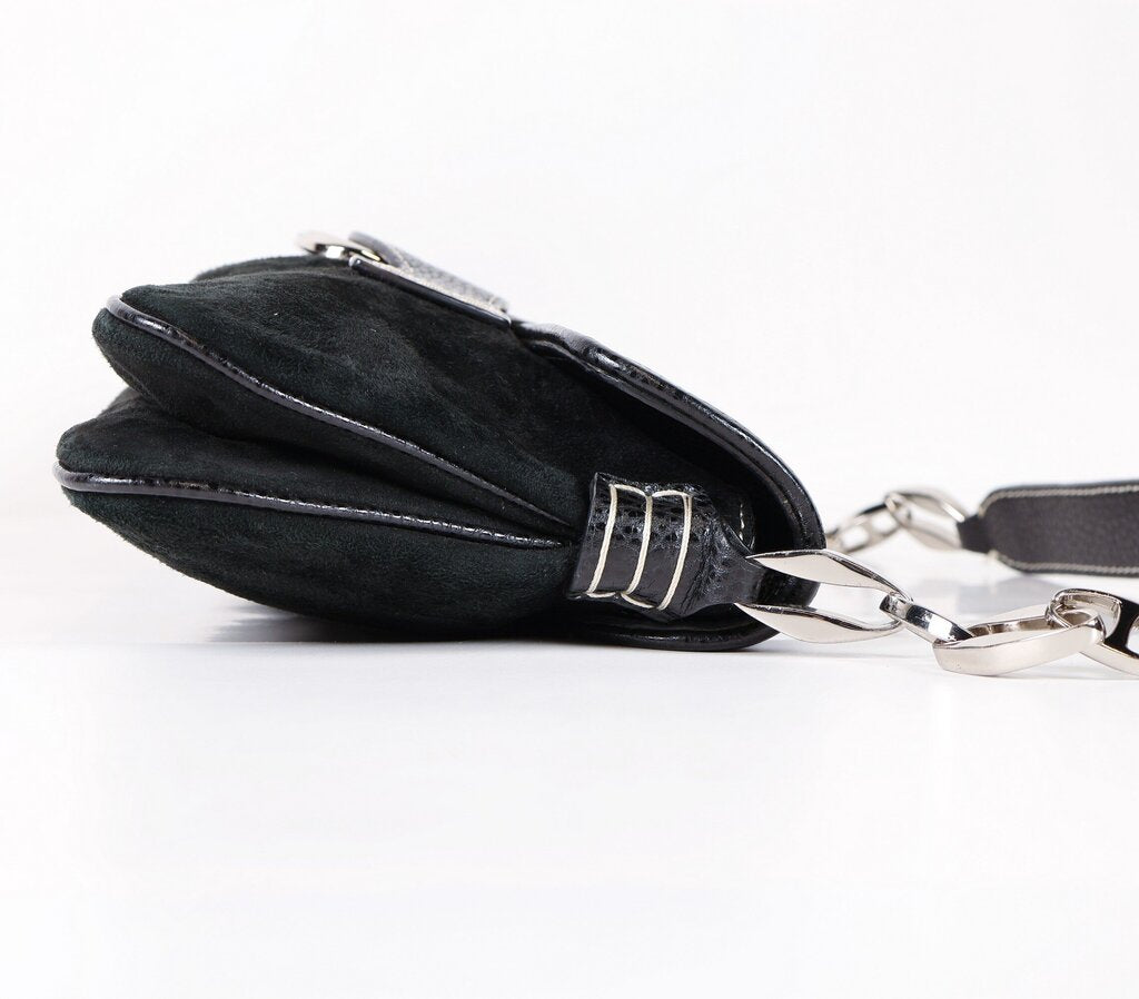 Black Suede and Leather Shoulder Bag