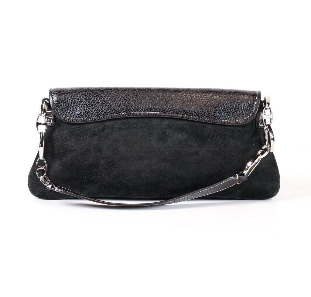 Black Suede and Leather Shoulder Bag