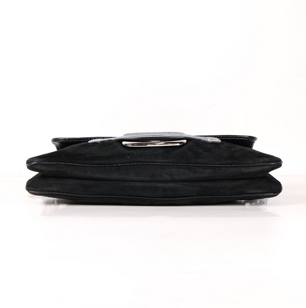 Black Suede and Leather Shoulder Bag