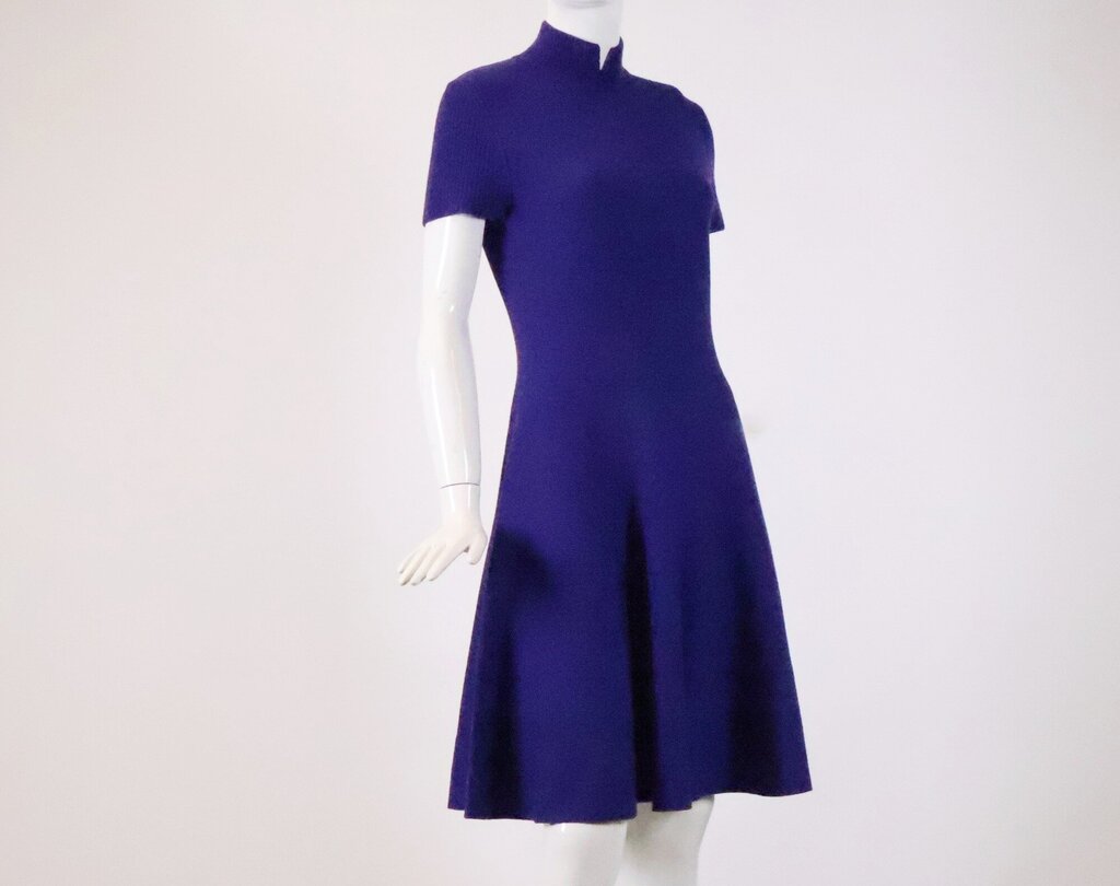 (6) Purple Wool Fit and Flare Dress