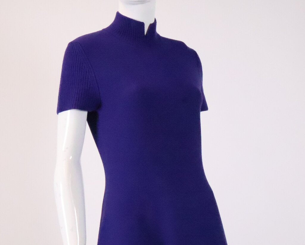 (6) Purple Wool Fit and Flare Dress