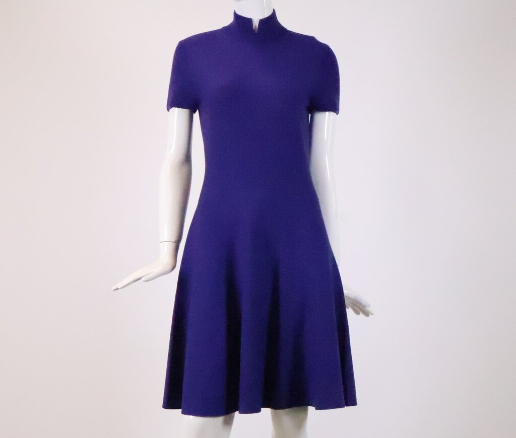 (6) Purple Wool Fit and Flare Dress