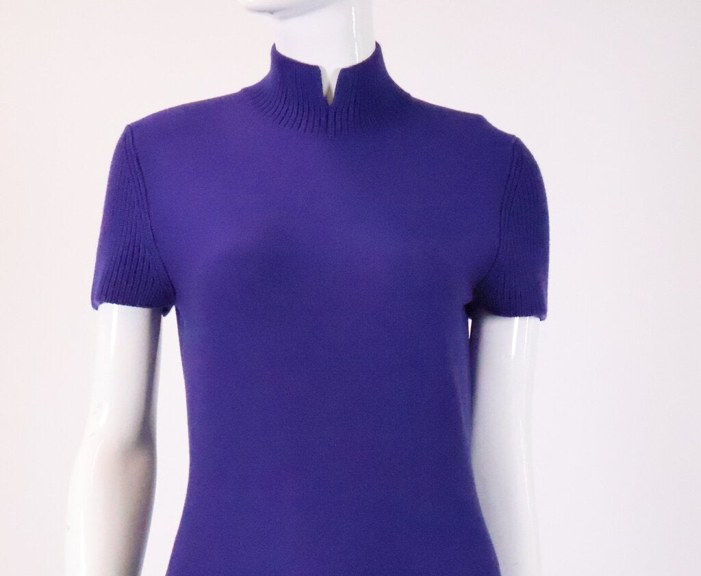 (6) Purple Wool Fit and Flare Dress