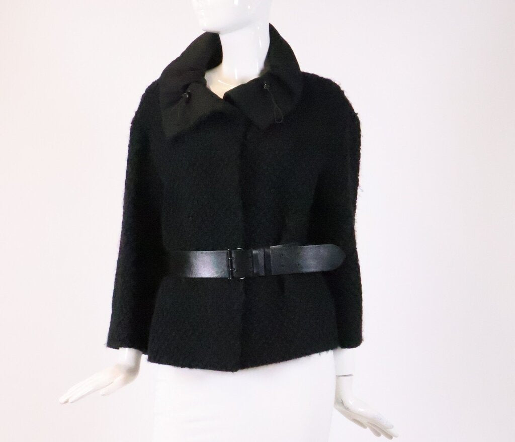 (8) Black Boucle Belted Jacket