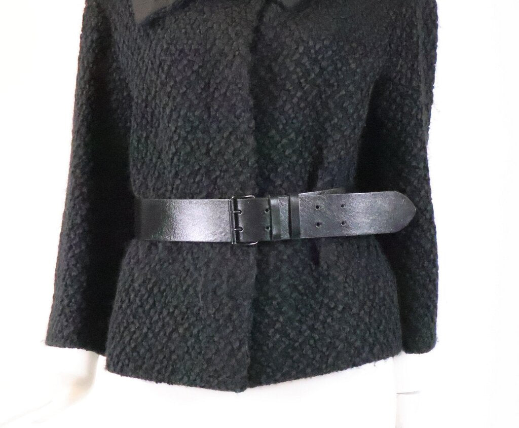 (8) Black Boucle Belted Jacket