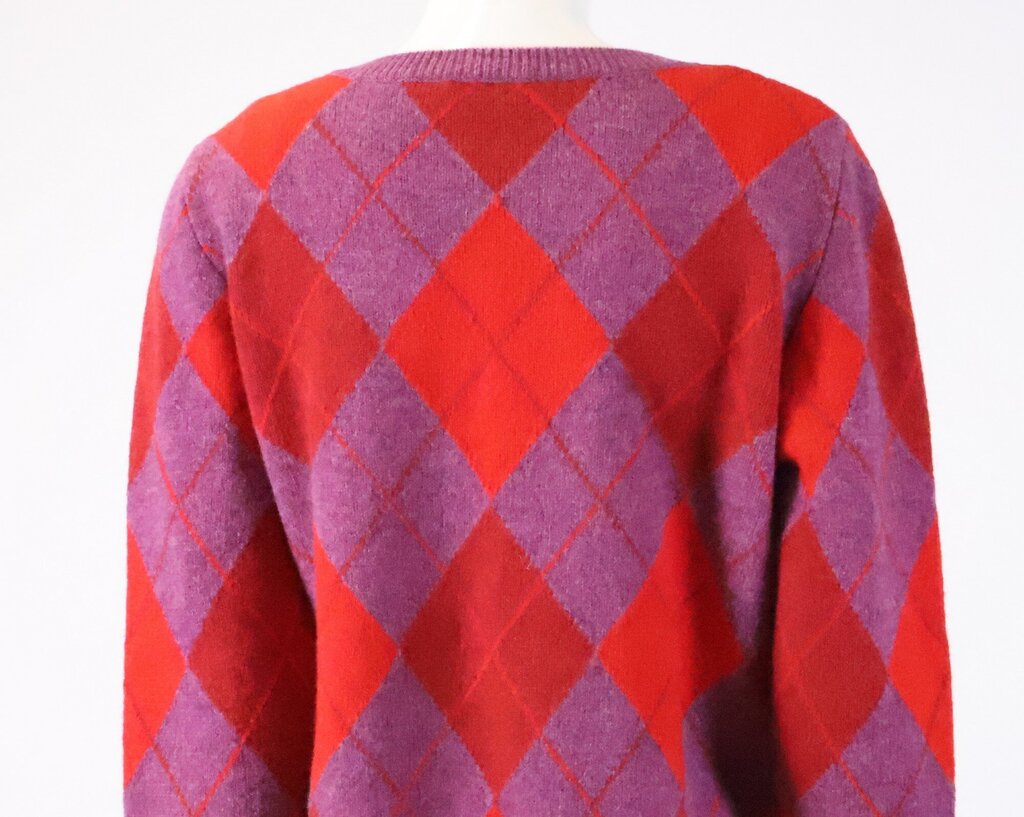 (L) purple red argyle crewneck