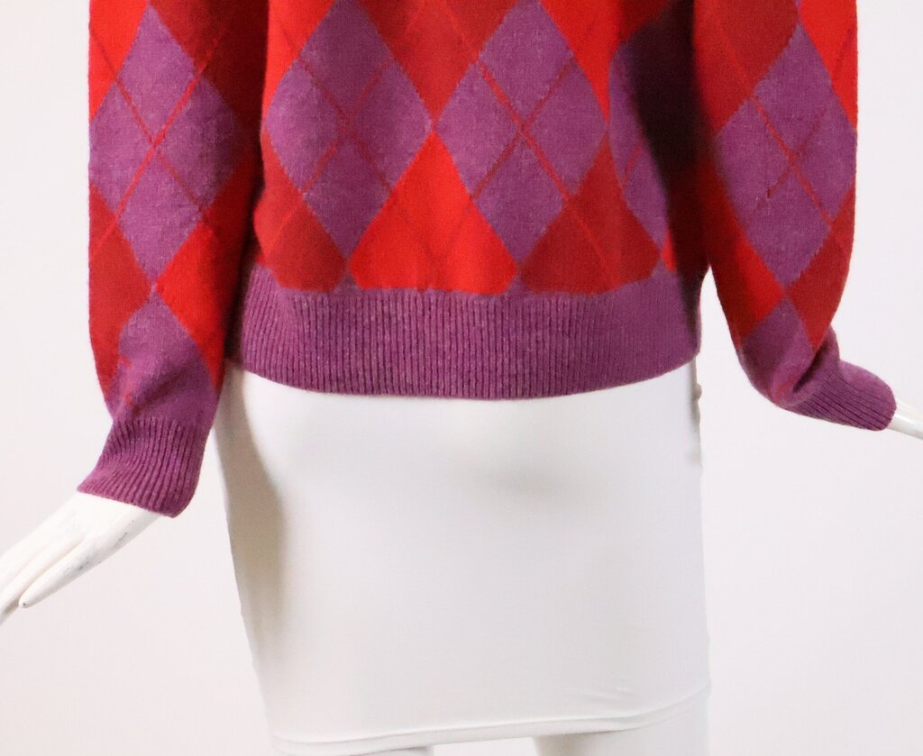 (L) purple red argyle crewneck