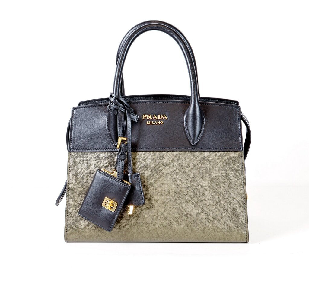 Green and Black Saffiano Leather Esplanade