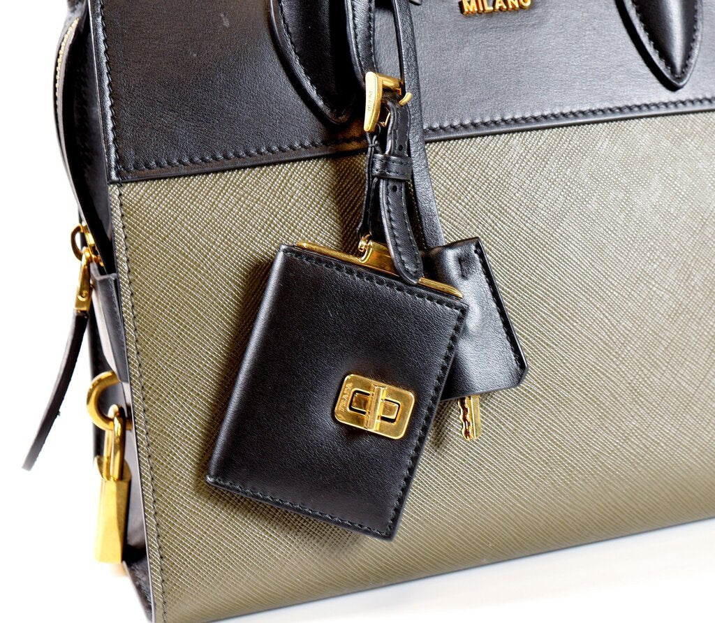 Green and Black Saffiano Leather Esplanade