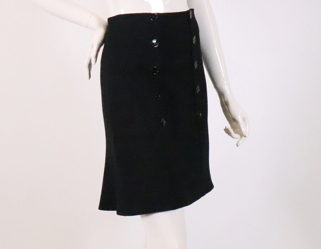 (8/42) Black Double Button Skirt