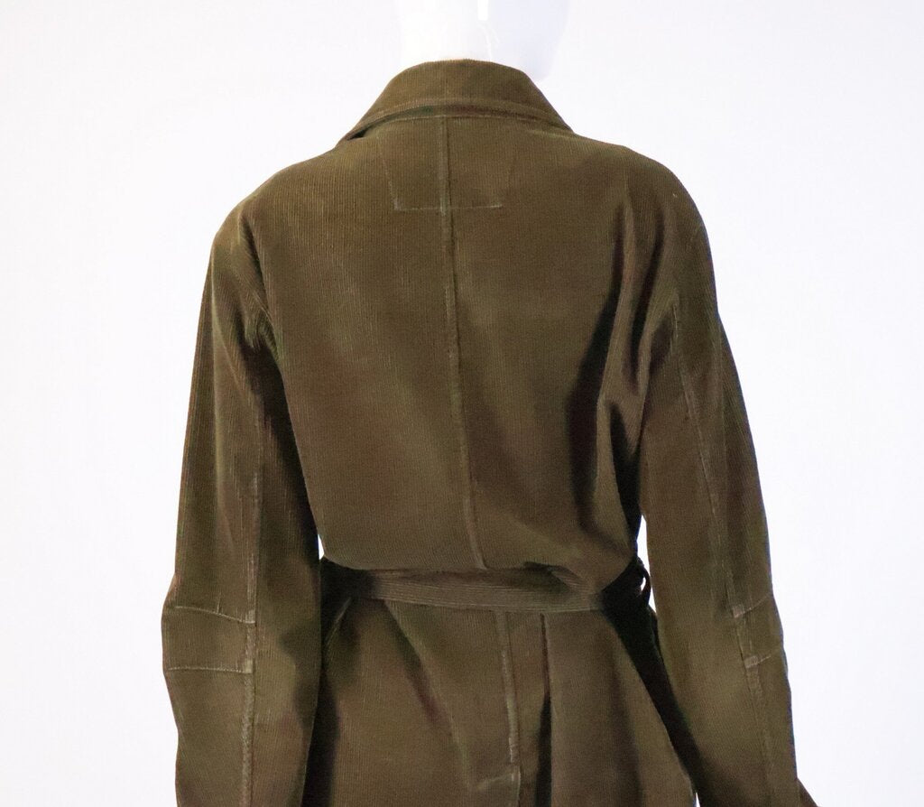 (S) Men's Green Corduroy Belted Jacket