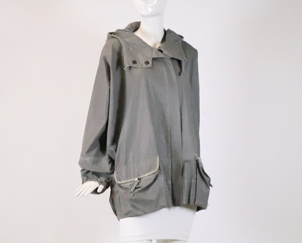 (40) Gray Waxed Cotton Zip Jacket