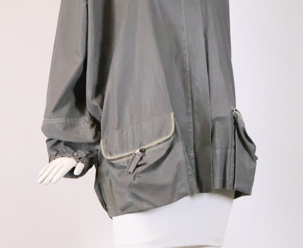 (40) Gray Waxed Cotton Zip Jacket