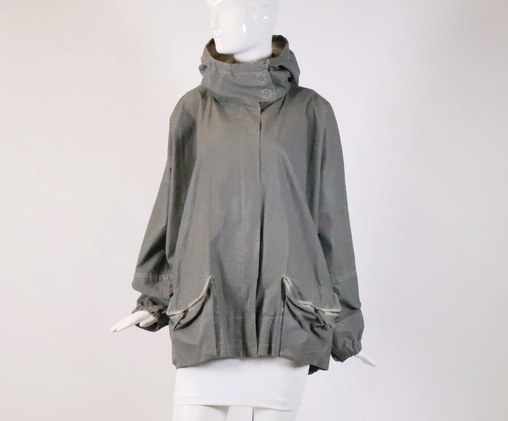 (40) Gray Waxed Cotton Zip Jacket