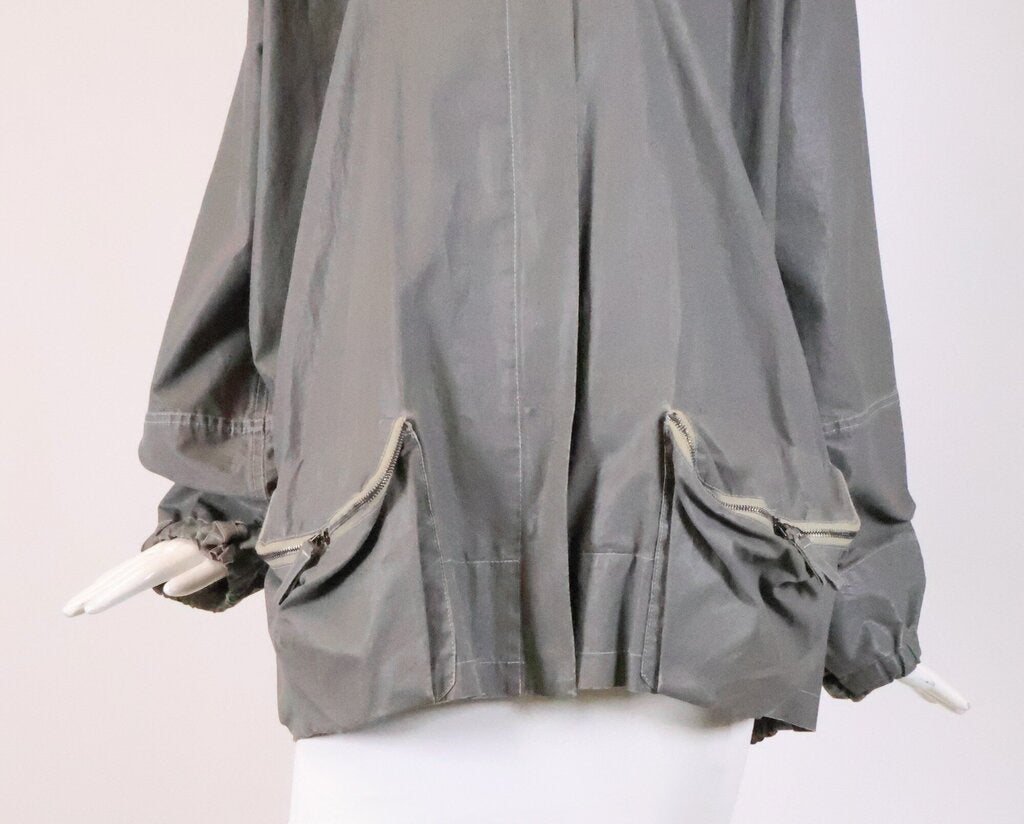 (40) Gray Waxed Cotton Zip Jacket